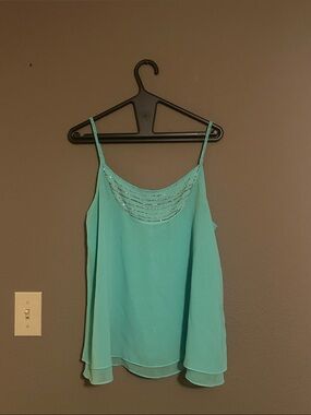 Alya Teal Beaded Spaghetti Strap Tank
